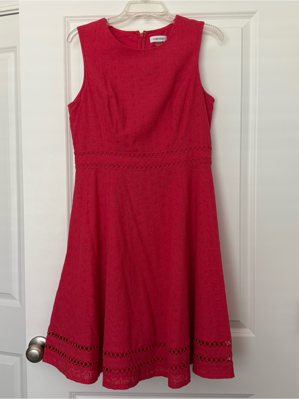 Calvin Klein Raspberry Lace Fit & Flare Dress